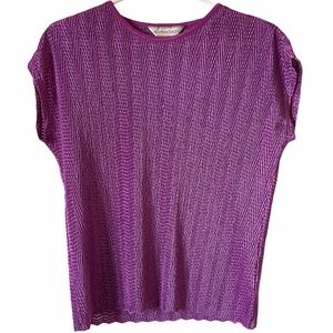 Allison Daley Womens Textured Stretch Purple Top Small